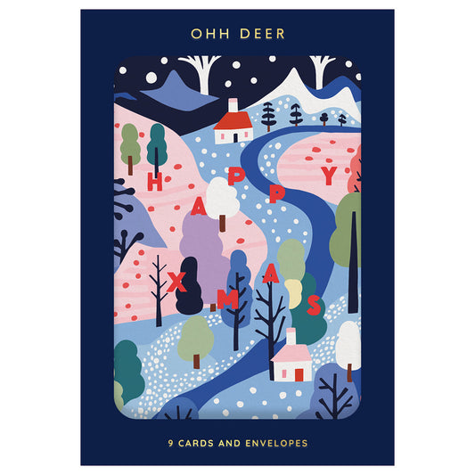 Scandi Town Christmas Card Pack of 9