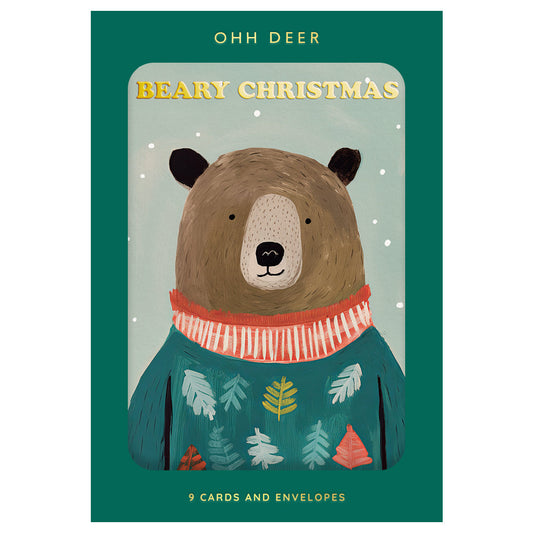 Festive Bears Card Pack of 9