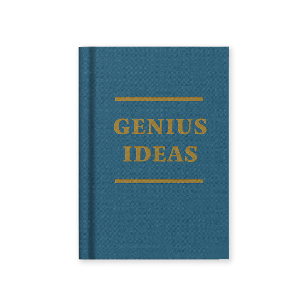 A Blue notebook with 'GENIUS IDEAS' from the Pencil Me In stationery shop.