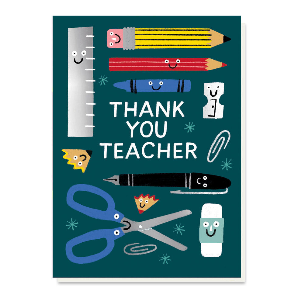 Shiny Stationery Thank You Teacher card