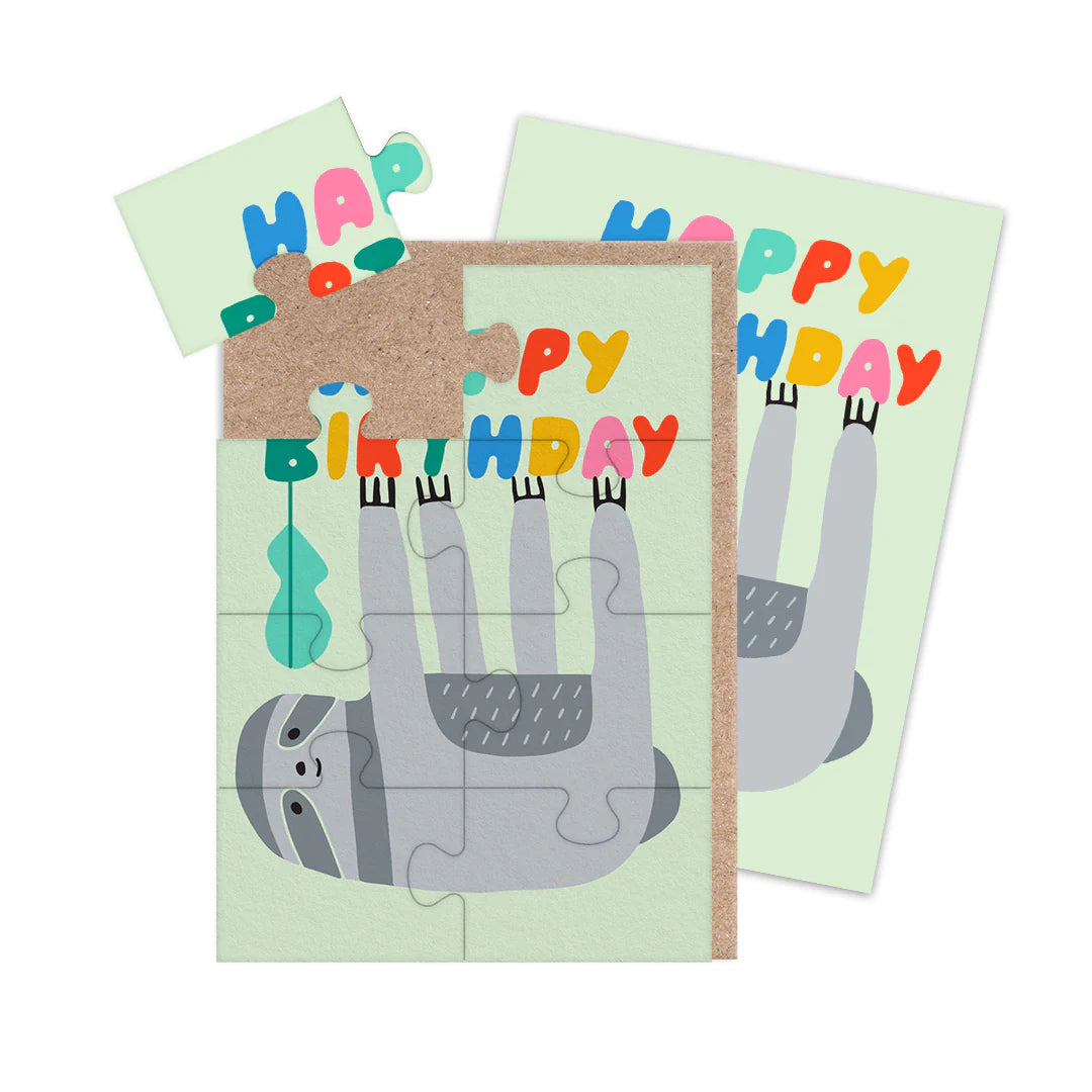 Birthday Sloth Jigsaw Greeting Card (A6)