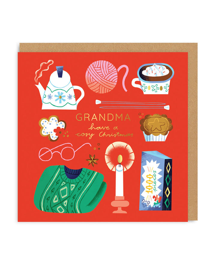 Grandma Cosy Merry Christmas Square Card