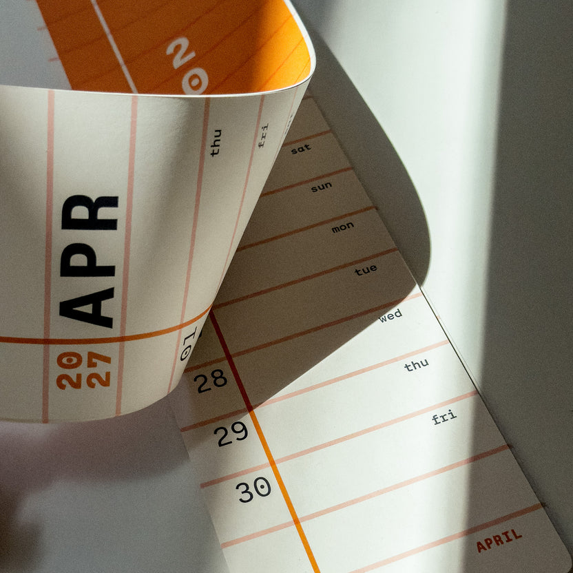 A slim vertical monthly calendar available from the Pencil Me In stationery shop.