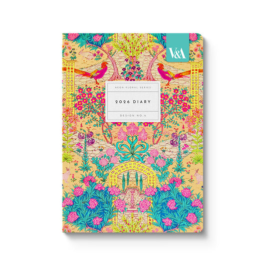 2026 Neon Floral Ornate Garden Paperback Diary -A5