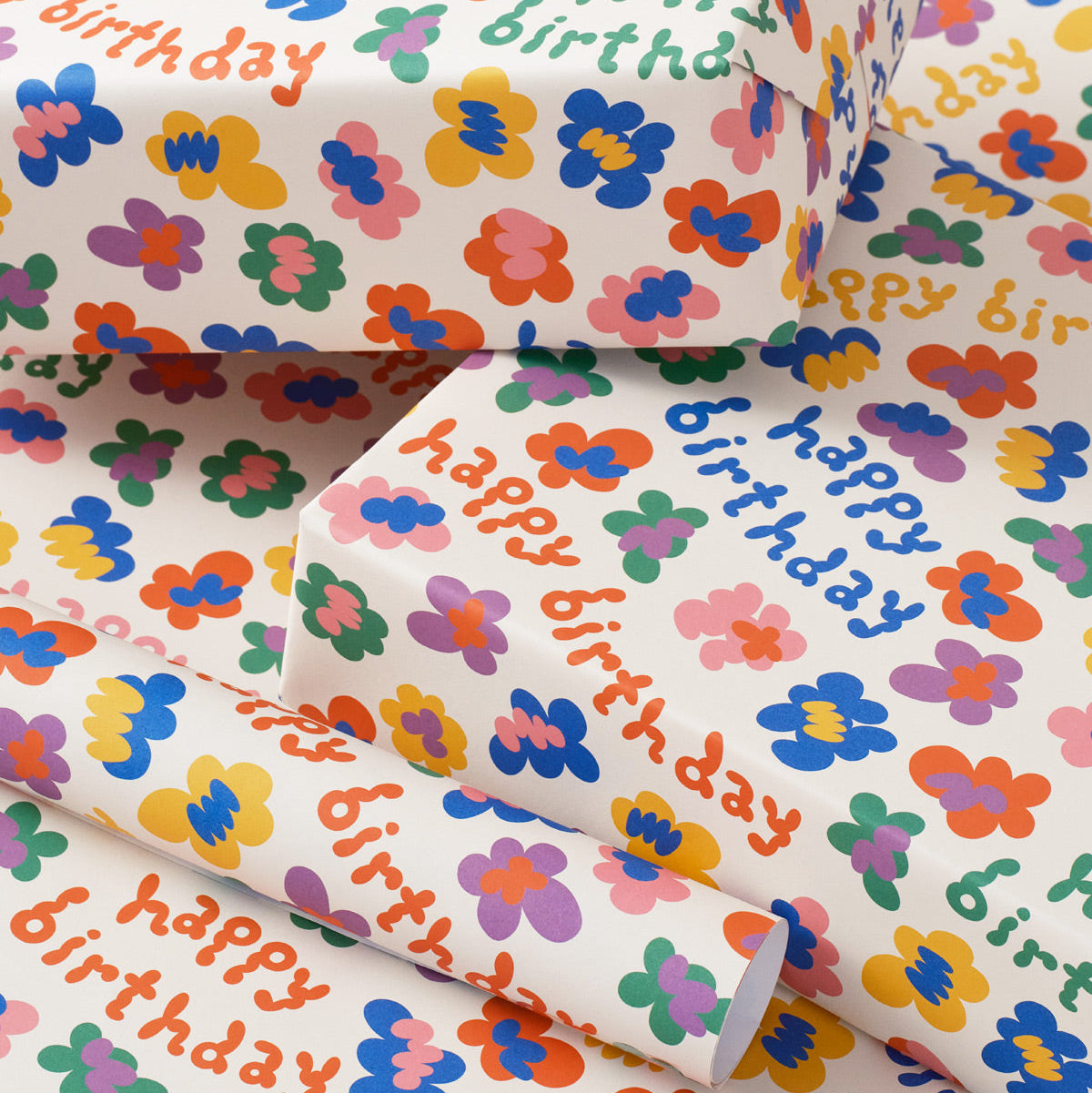 Happy Birthday Flower Burst Wrapping Paper