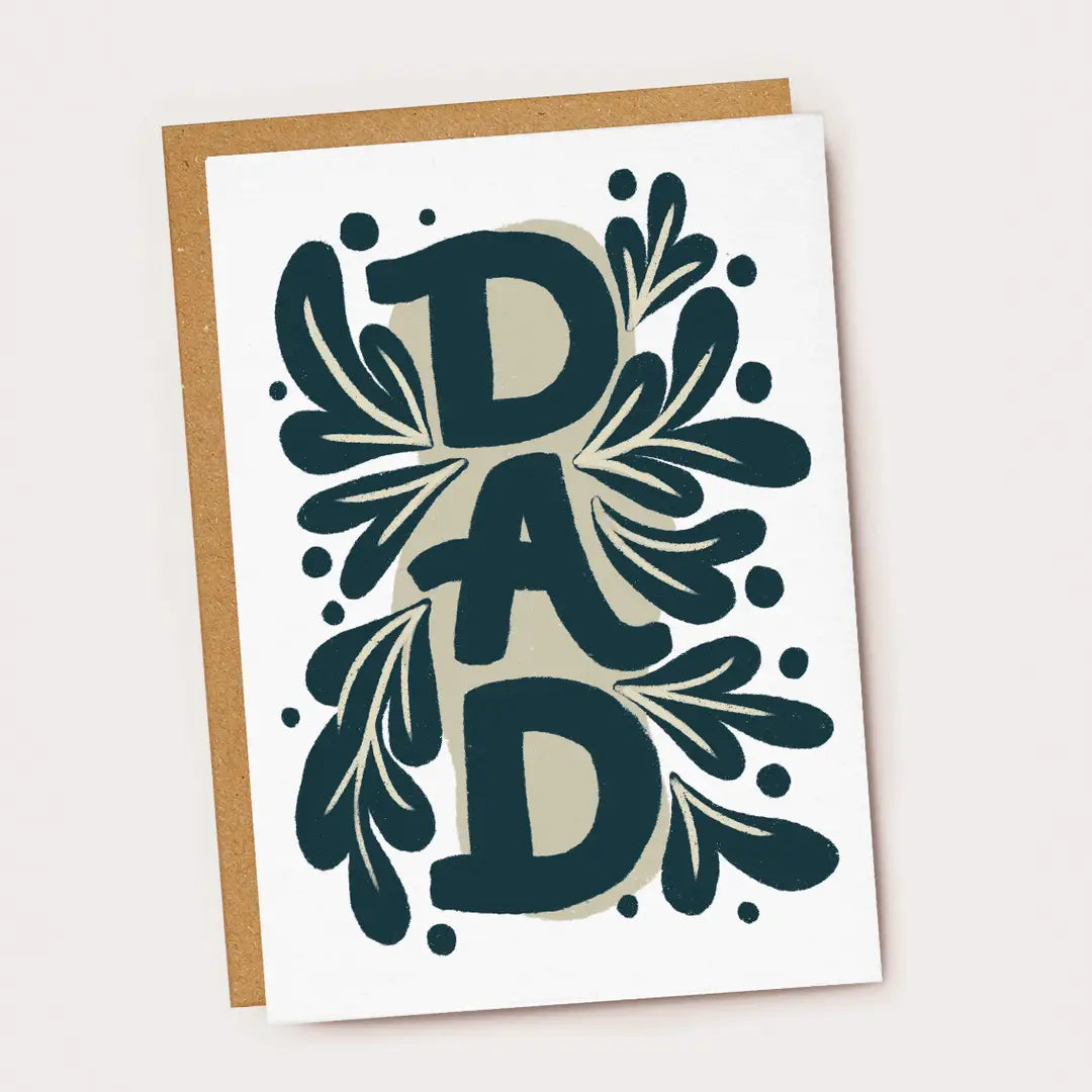 Dad Blue & Beige Floral Father's Day Card