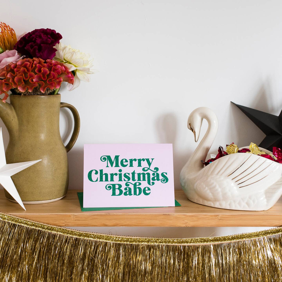 Merry Christmas Babe glitter card