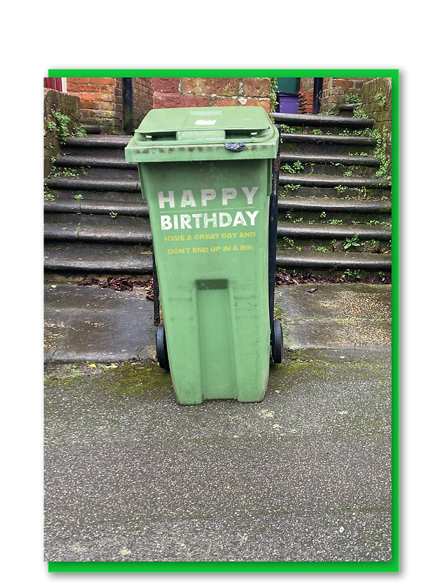 Don't Fall In A Bin birthday card