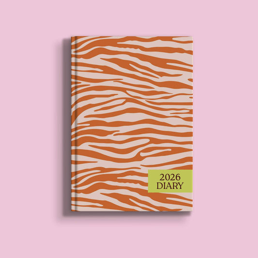 An orange zebra print 2026 diary from the the Pencil Me In stationery shop.