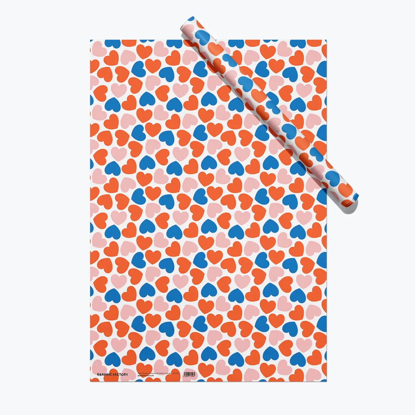 Blue and red Hearts Wrapping Paper sheet