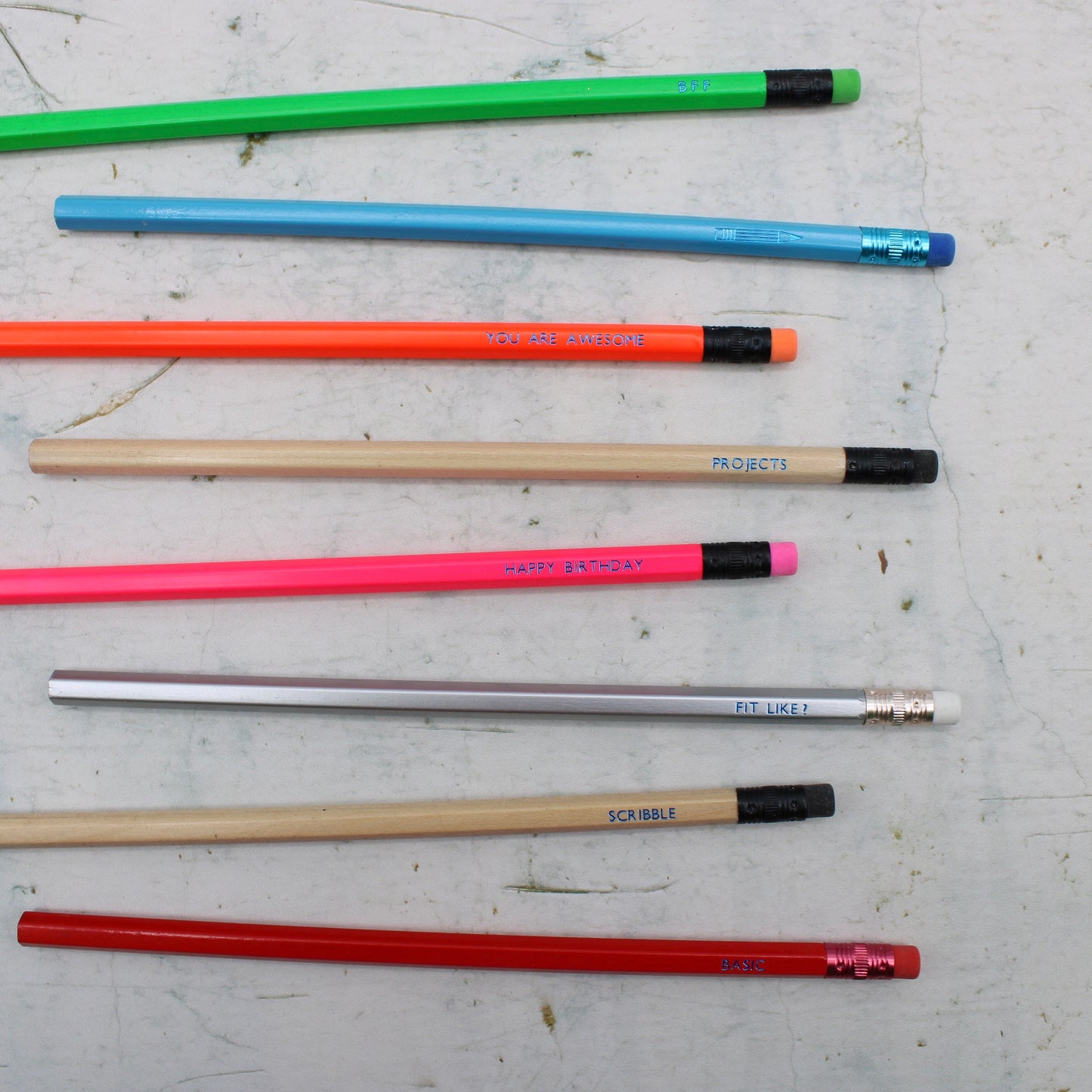 Personalised boxed set of 4 pencils - Mixed Phrases