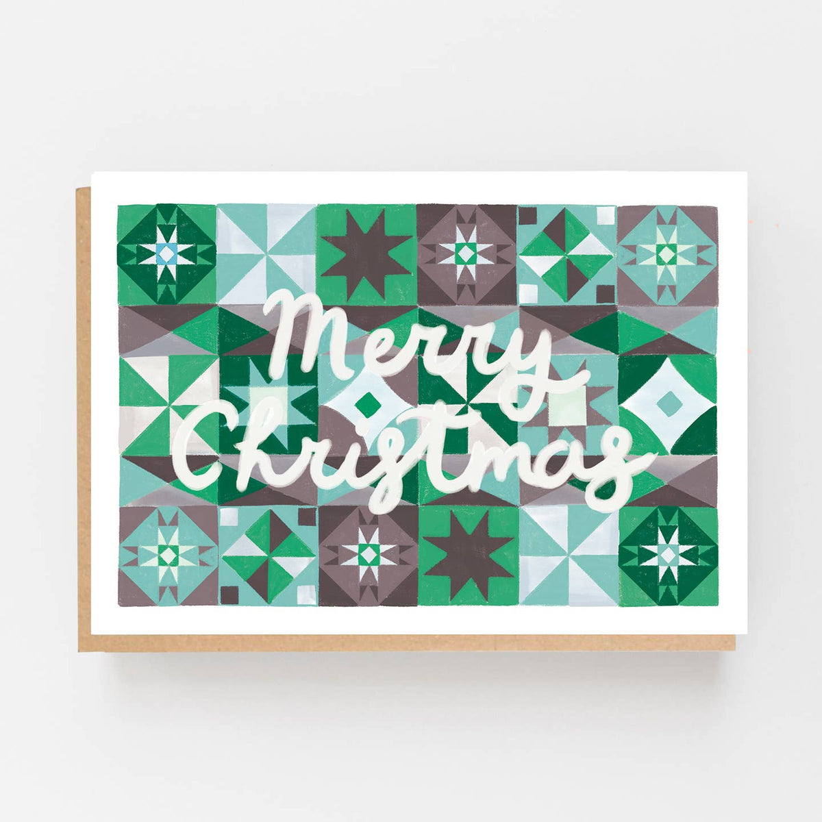 Merry Christmas - Green Pattern card