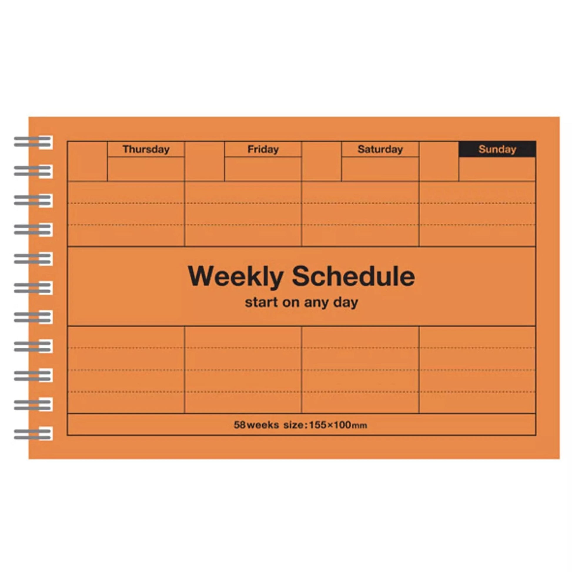 Orange weekly schedule from the Pencil Me In stationery shop
