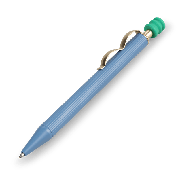 A blue ballpoint pen from the Pencil Me In stationery shop.