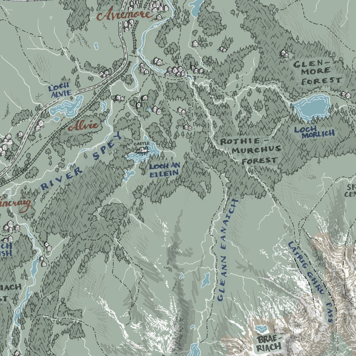 Cairngorms Mountain Map A3 print