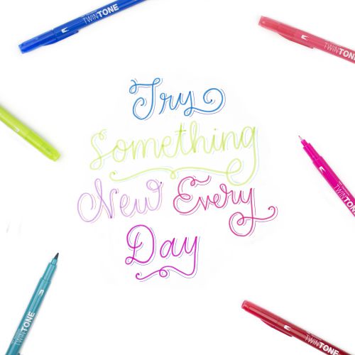 A Pack of Tombow TwinTone dual-tip markers in bright colors from the Pencil Me In stationery shop.