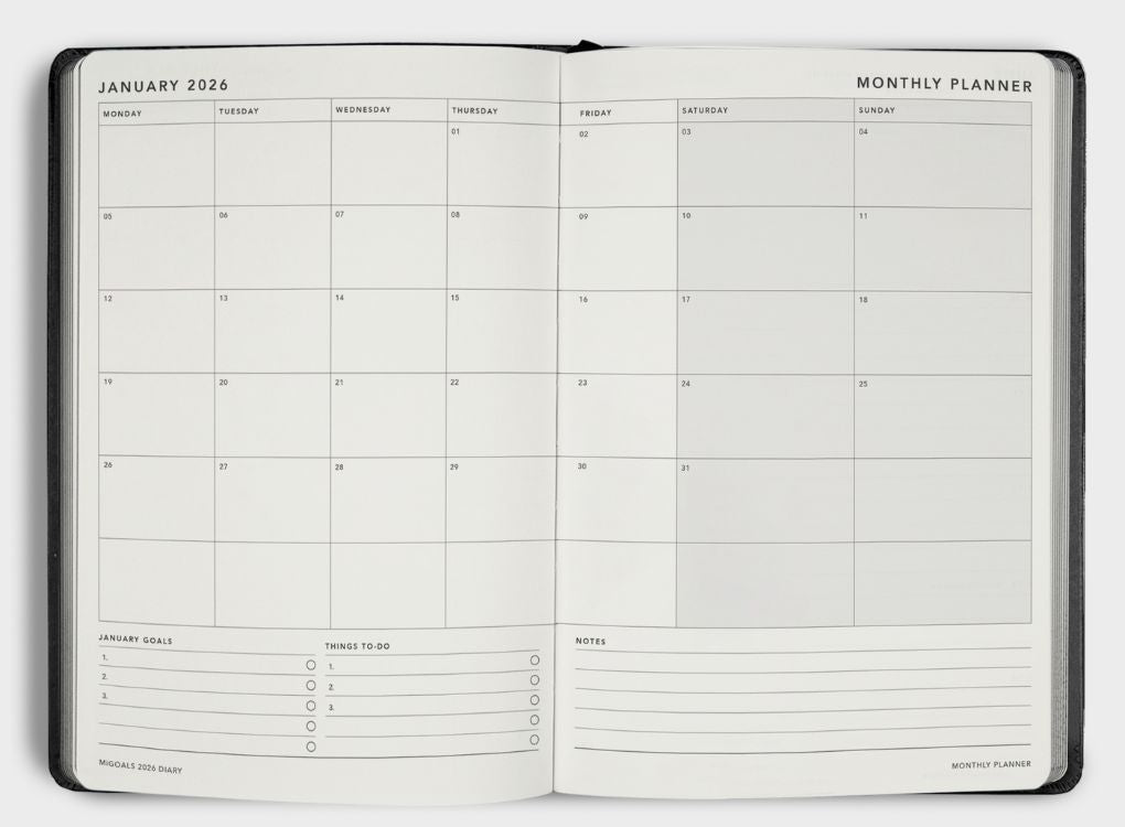 MiGoals 2026 Weekly Notes Diary