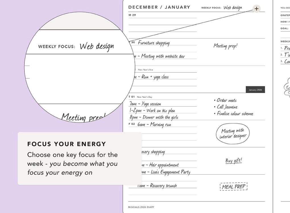 MiGoals 2026 Weekly Notes Diary