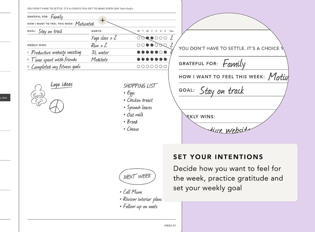 MiGoals 2026 Weekly Notes Diary