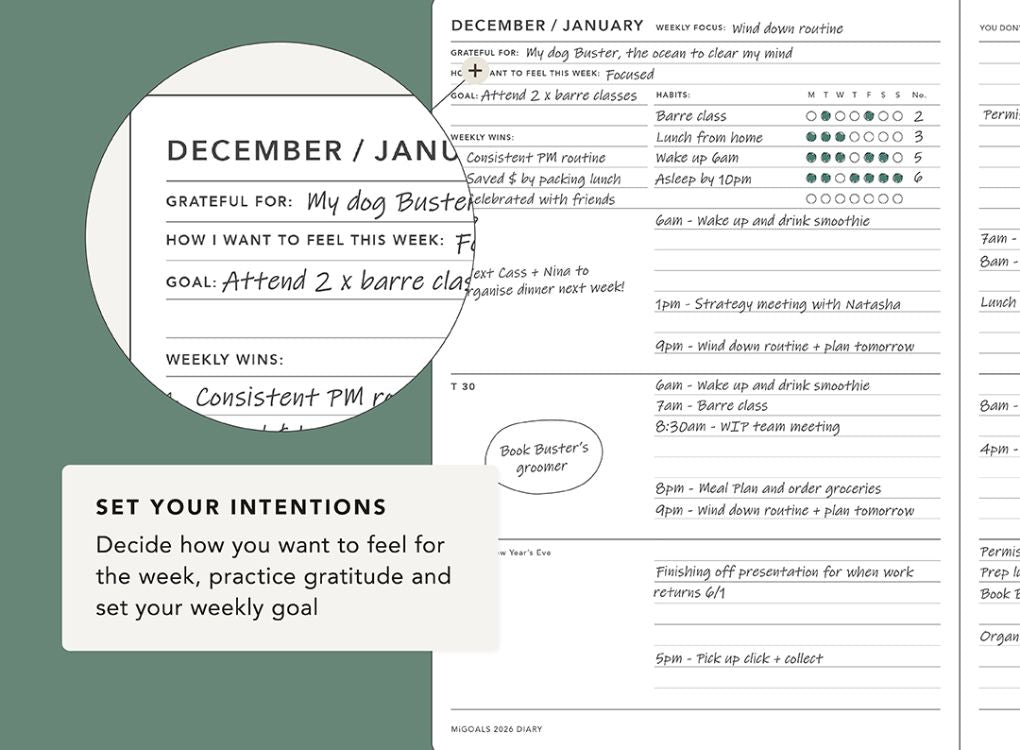 MiGoals 2026 Weekly Spread Diary - 3 designs
