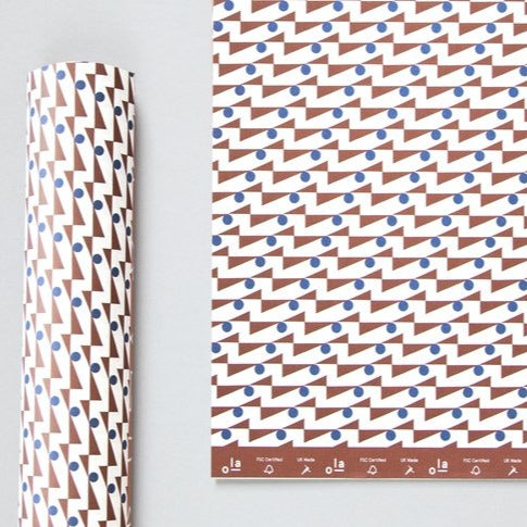Ola Blue and Brown print Gift Wrap