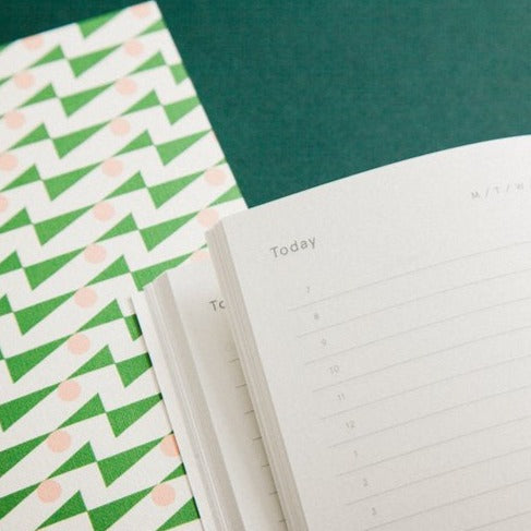 Limited Edition A5 Layflat Daily Planner - Green & Pink Enid Print