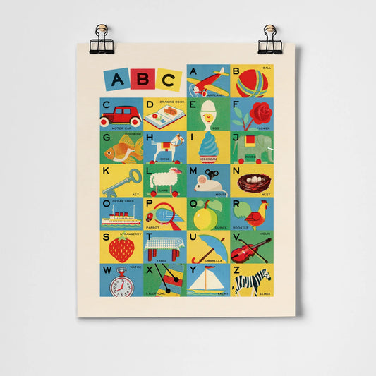 Colourful ABC kids block print from the Pencil Me In stationery shop.