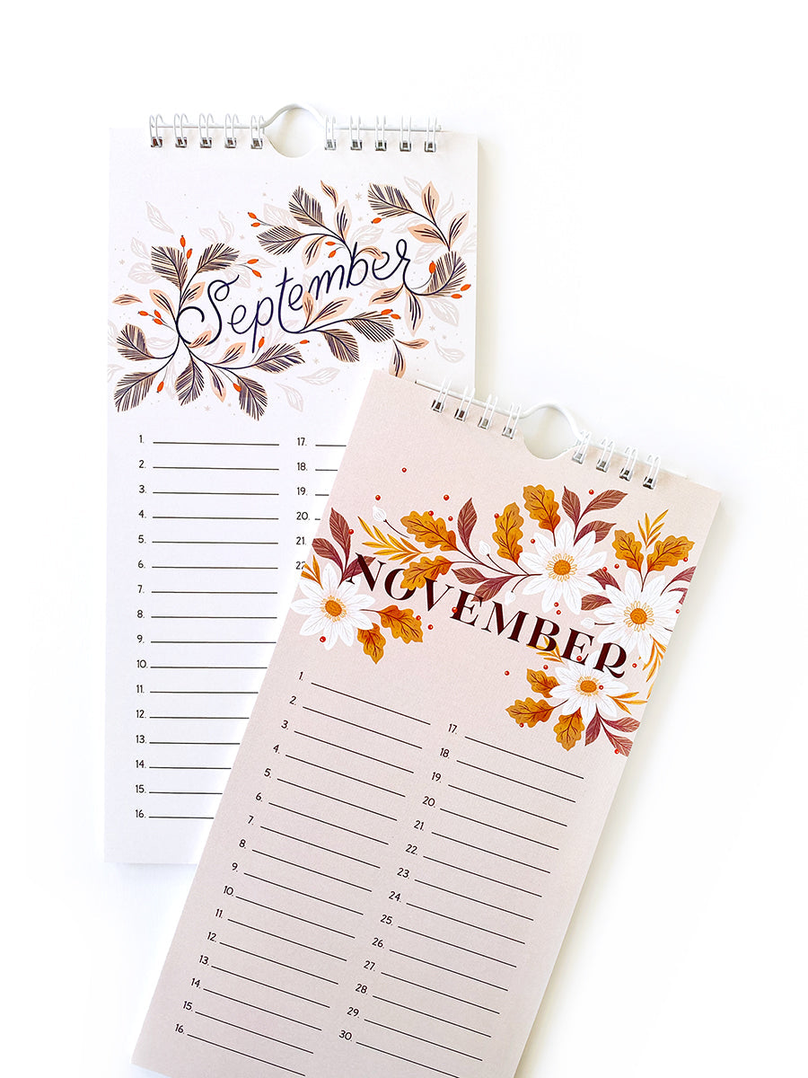 Perpetual hanging birthday planner