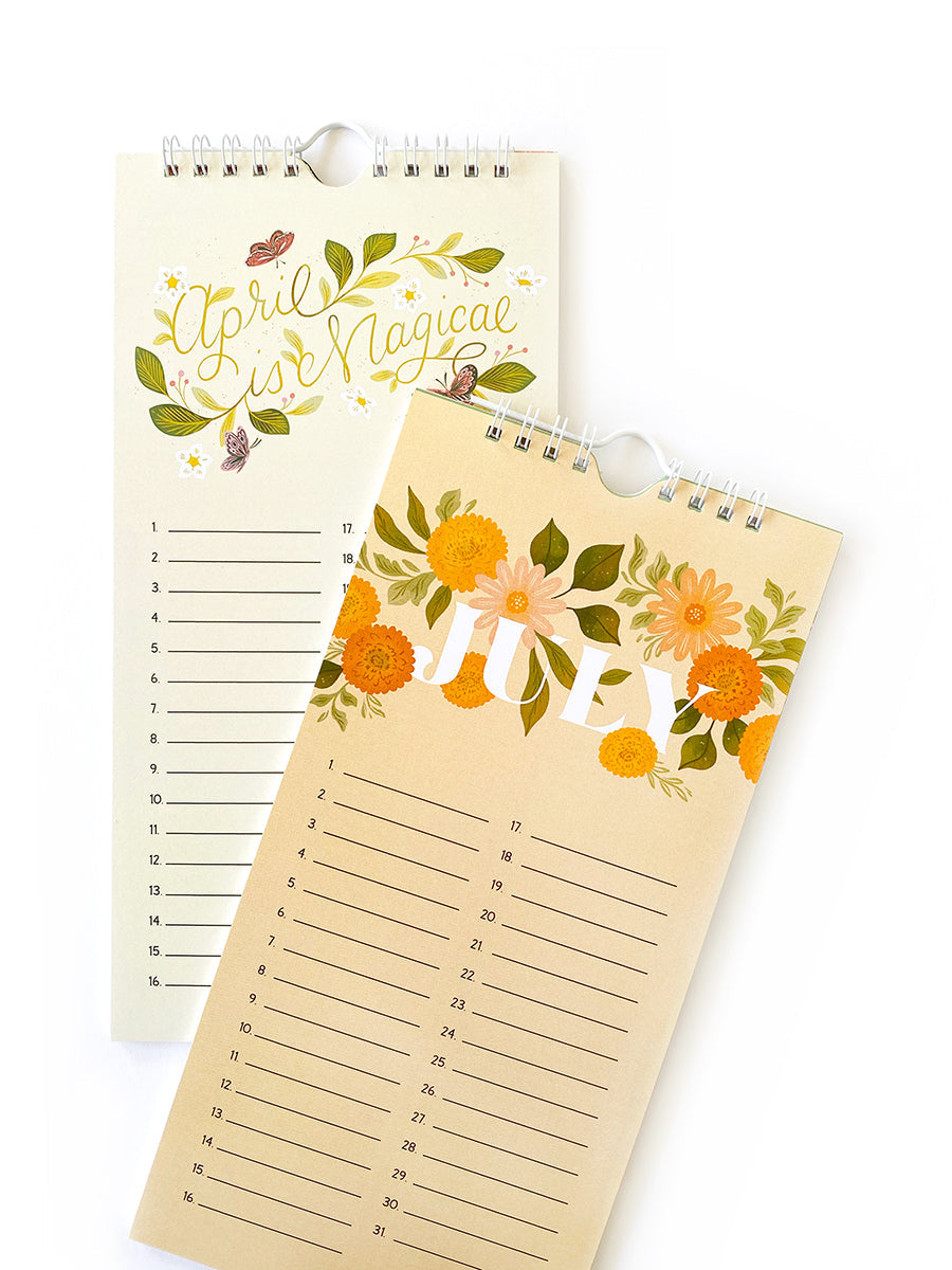 Perpetual hanging birthday planner