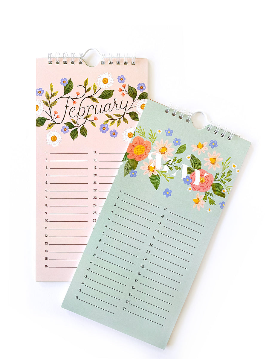 Perpetual hanging birthday planner