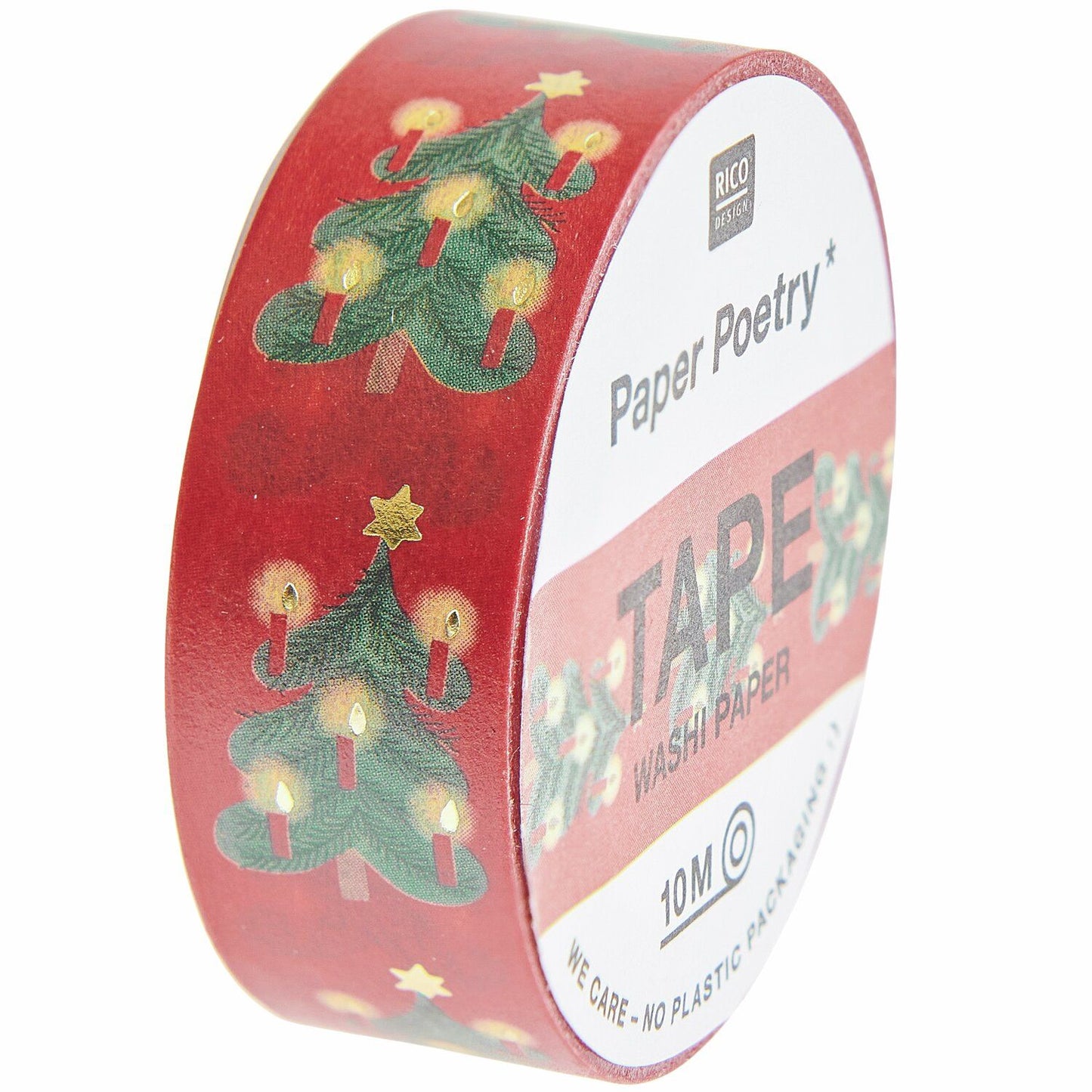 A roll of decorative tape with Christmas tree and candle design from the Pencil Me In stationery shop. 