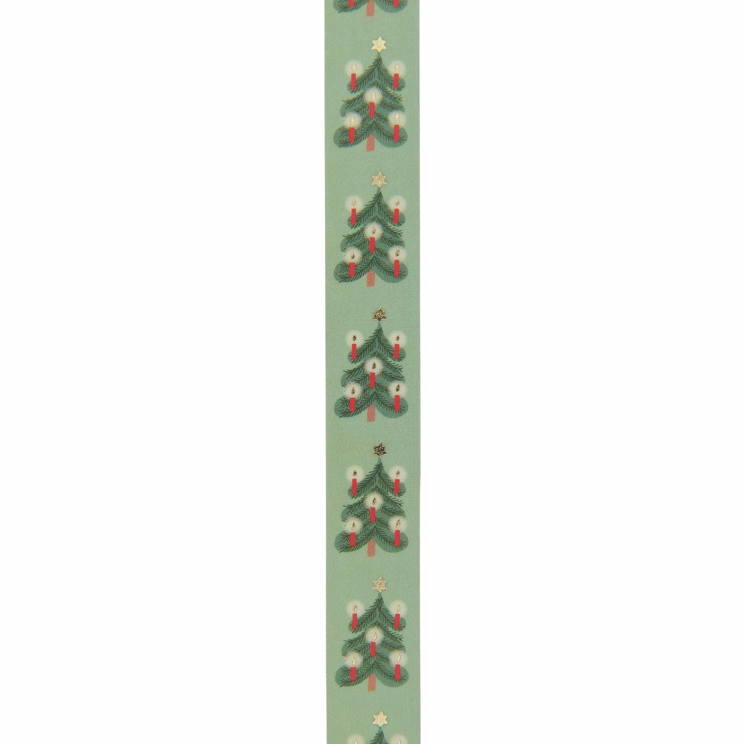 A roll of washi tape featuring Christmas trees and candles from the Pencil Me In stationery shop. 