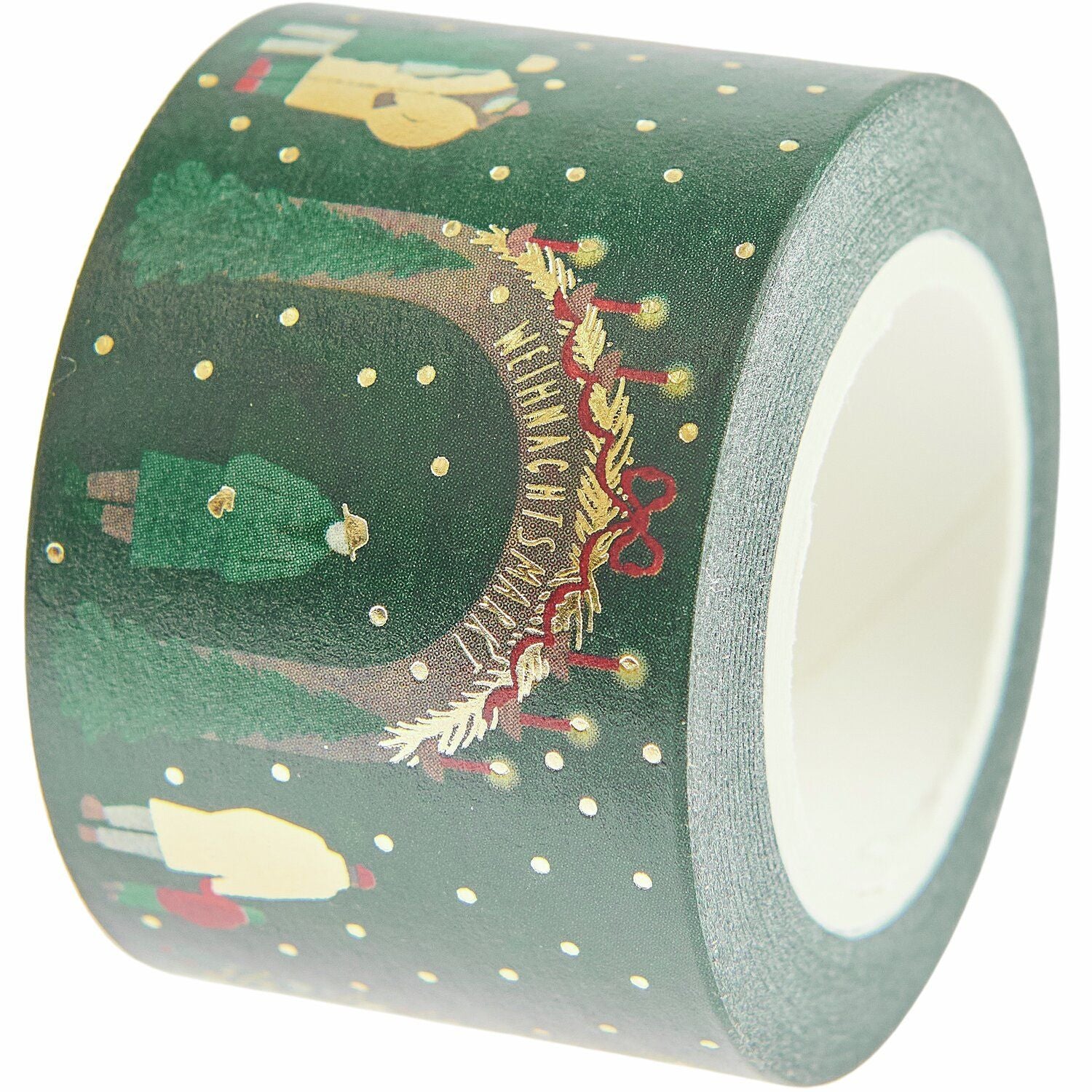 A roll of decorative tape with a Christmas market design from the Pencil Me In stationery shop.