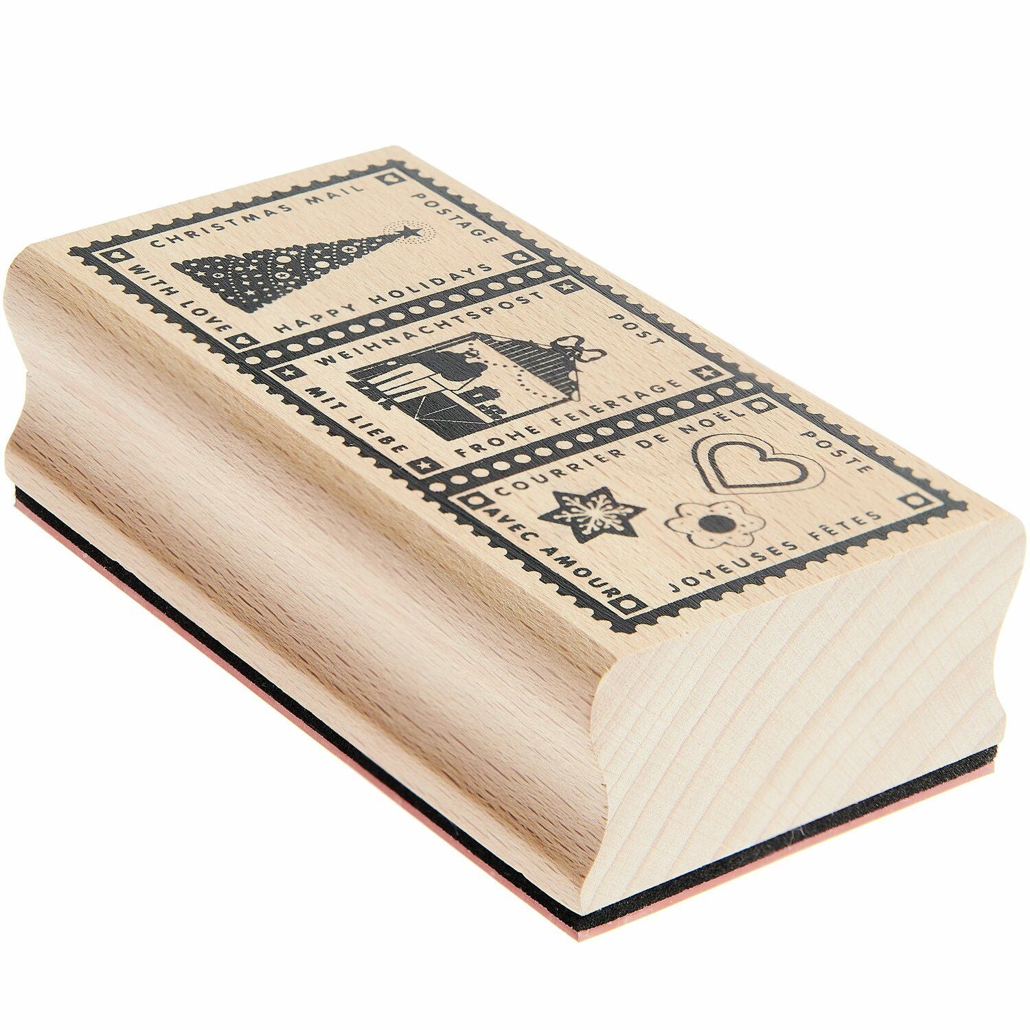 A wooden stamp with a Christmas decorative design from the Pencil Me In stationery shop. 