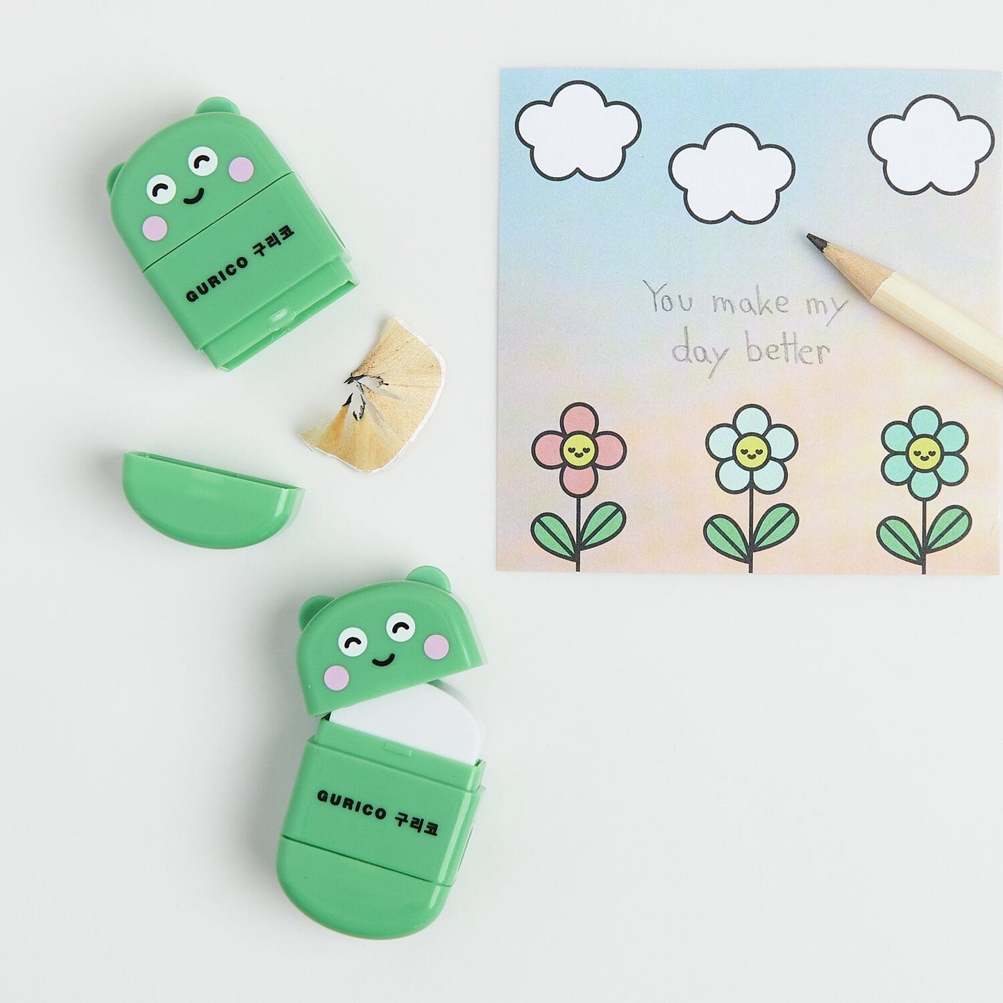 Frog sharpener with eraser