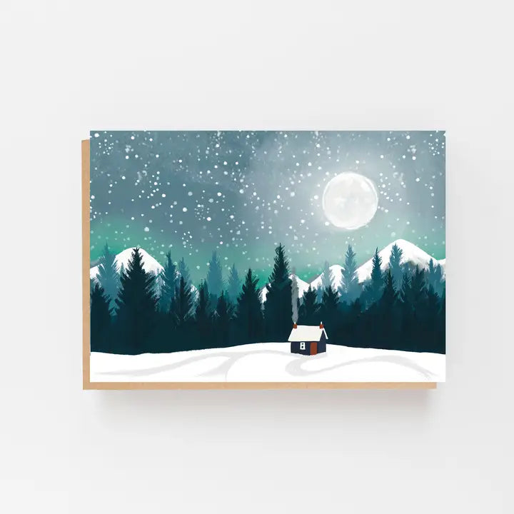 Christmas Moonscape Mountains Card