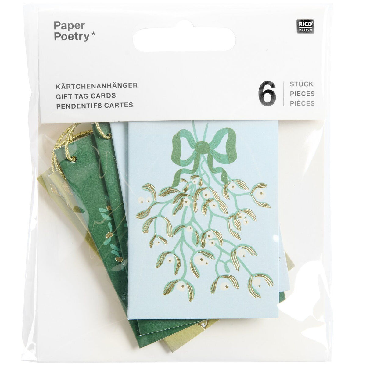 Mistletoe gift tags - set of 6
