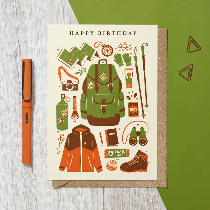 Hiking kit Birthday card
