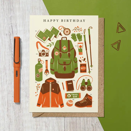 Hiking kit Birthday card