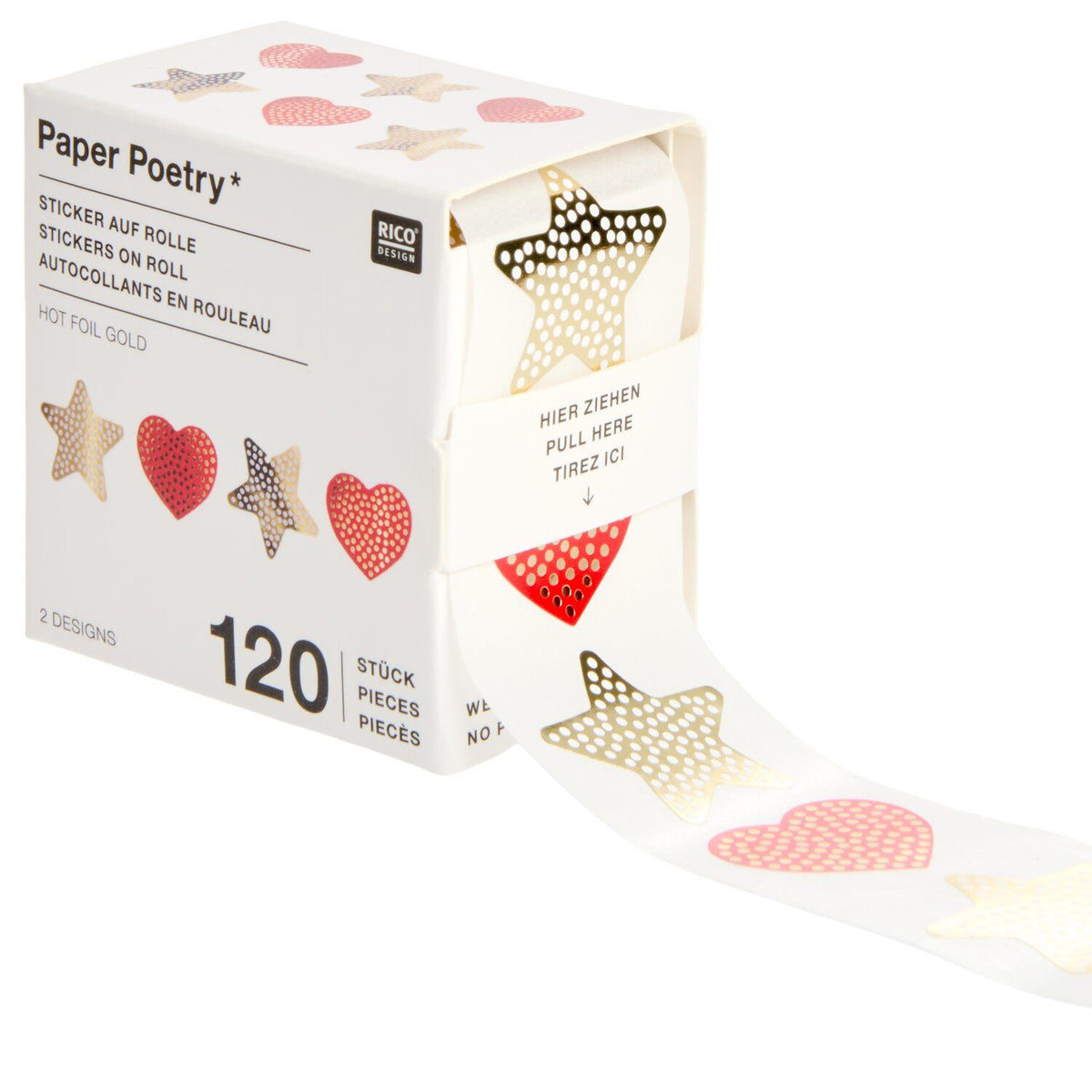 Stars and Hearts sticker roll