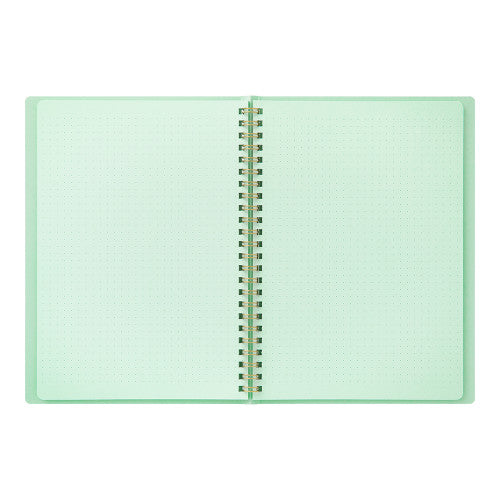 Green ring bound grid dot note book from the Pencil Me In stationery shop.