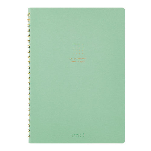 Green ring bound grid dot note book from the Pencil Me In stationery shop.