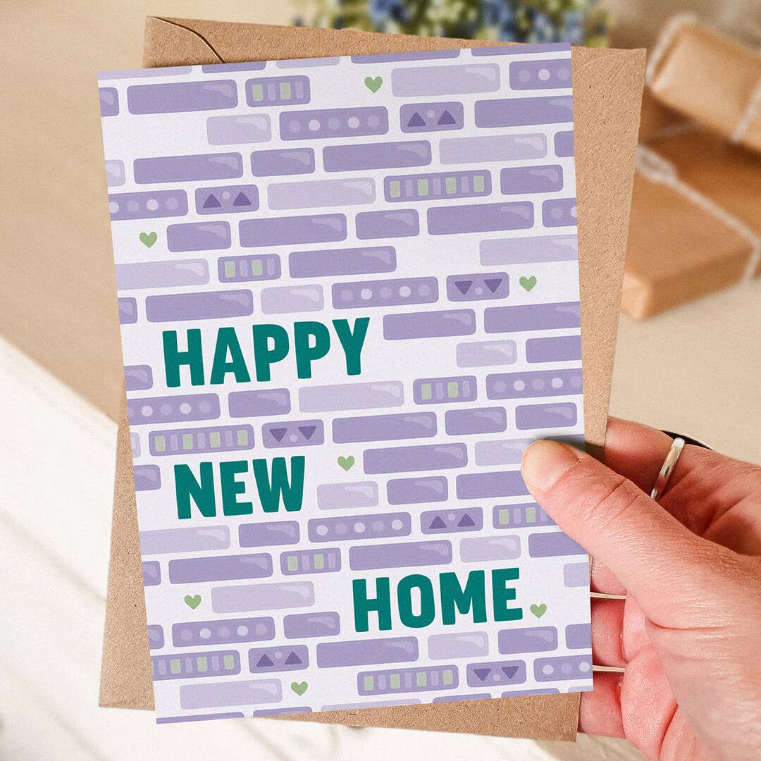 Purple and Green Bricks Happy New Home Card