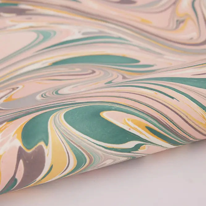 Hand Marbled Wrapping Paper Sheets - Rose Quartz