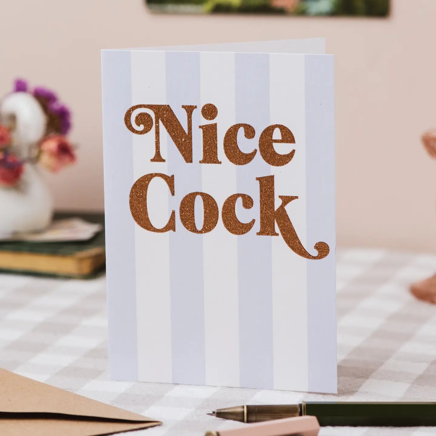 Nice Cock glitter card