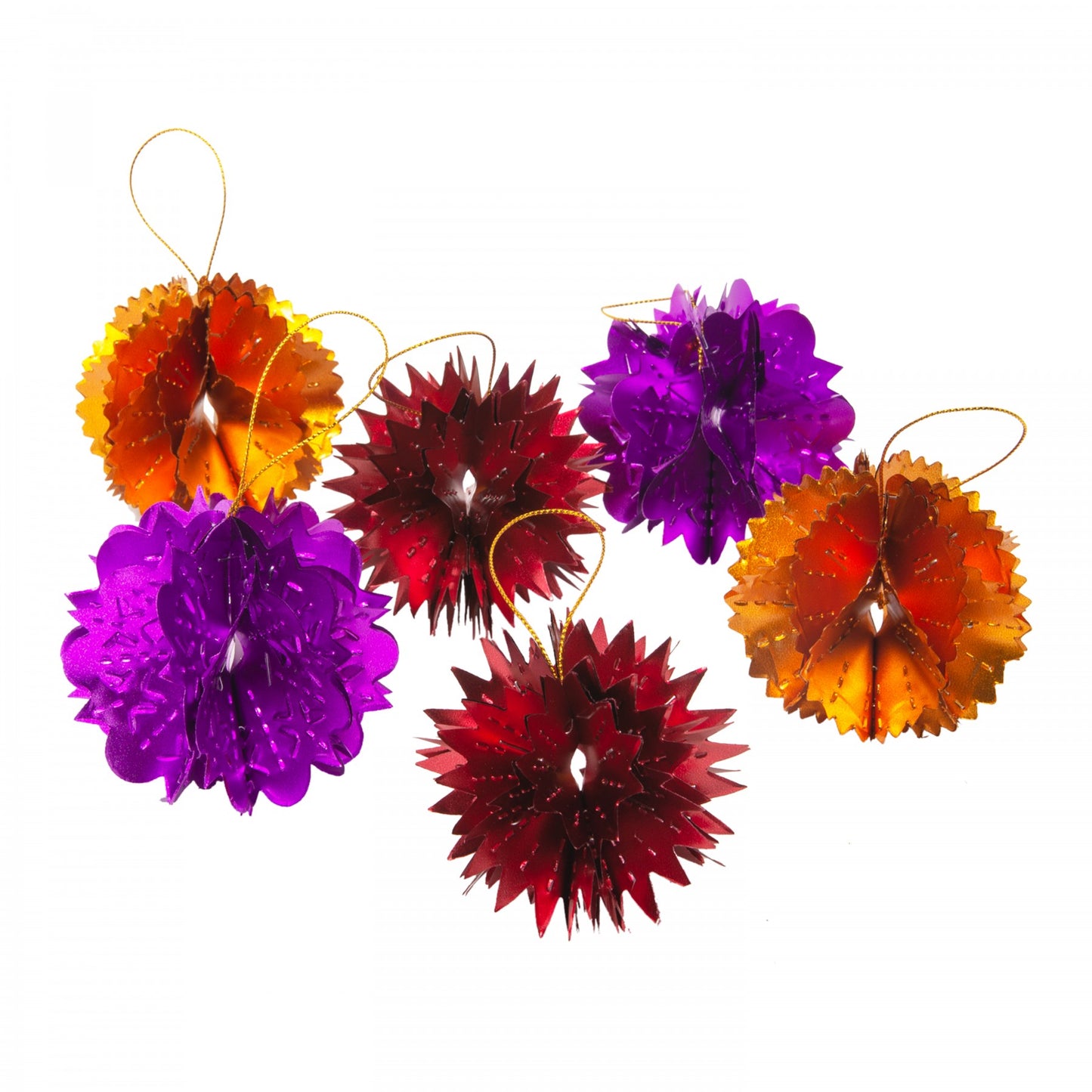 Box of Six Hanging decorations - Warm Theme