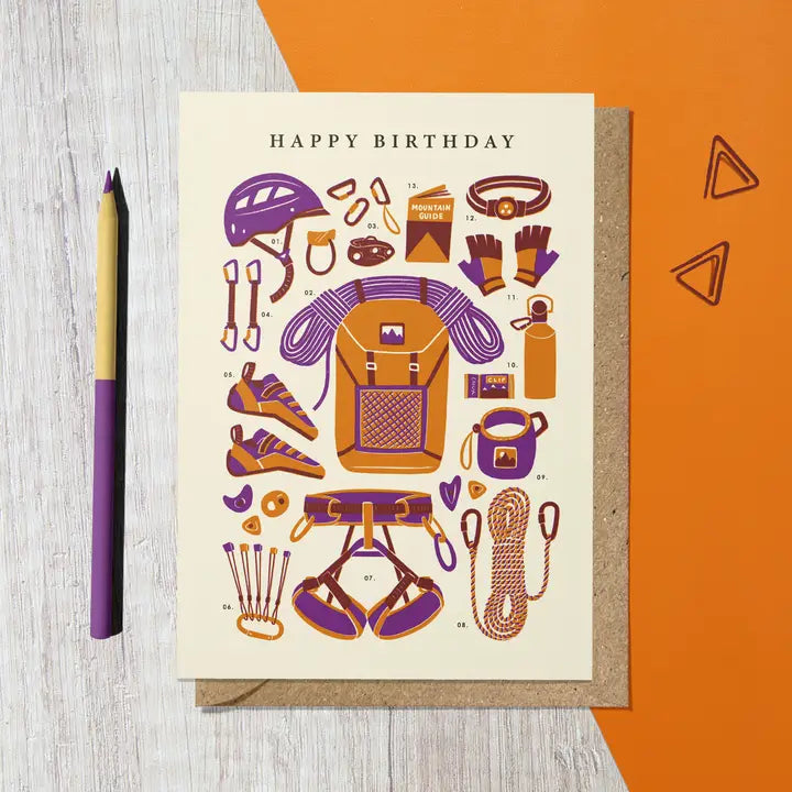 Rock climbing kit Birthday card