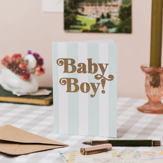 Baby boy glitter card