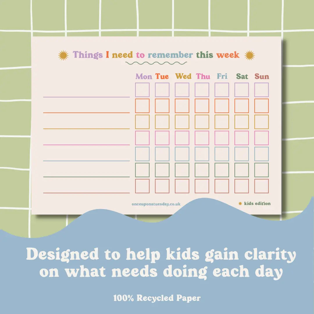 A5 Kids Weekly Planner Pad - Things I Need To Remember