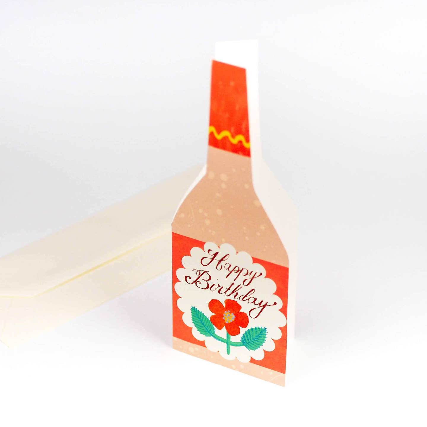 Happy Birthday Rose Wine Bottle Card